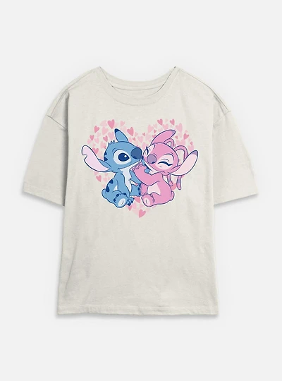 Disney Lilo & Stitch With Angel Heart Womens Skimmer T-Shirt
