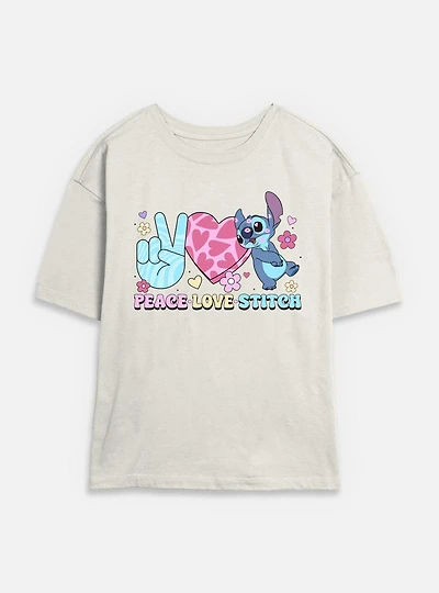 Disney Lilo & Stitch Peace Love Womens Skimmer T-Shirt
