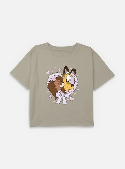 Disney Mickey Mouse Puppy Love Youth Girls Boxy Crop T-Shirt