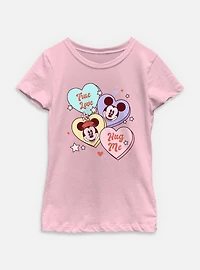 Disney Mickey Mouse & Minnie Sweet Candy Hearts Youth Girls T-Shirt
