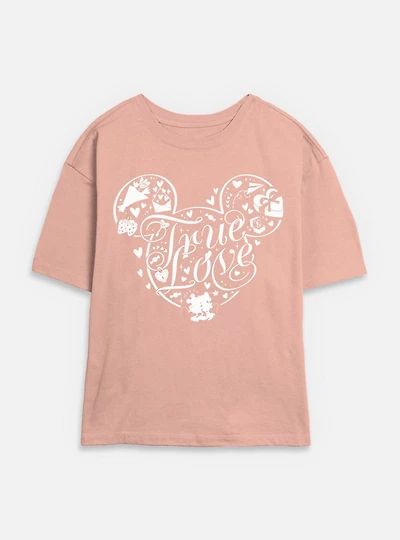 Disney Mickey Mouse Ears True Love Womens Skimmer T-Shirt