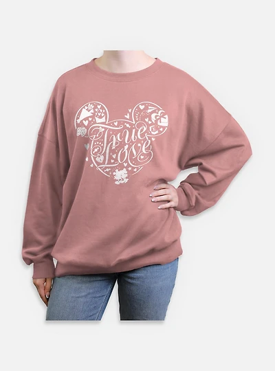 Disney Mickey Mouse Ears True Love Womens Oversized Sweatshirt