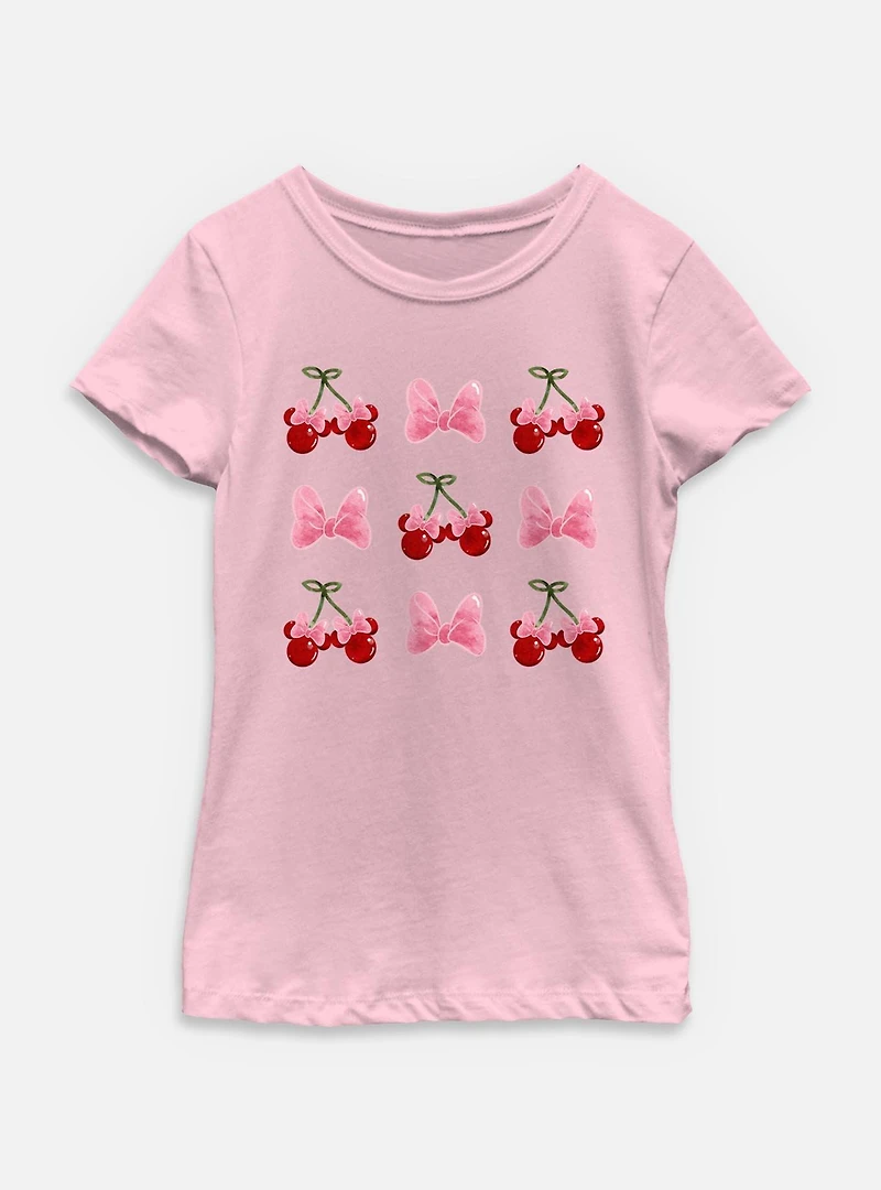 Disney Minnie Mouse Cherries And Bows Youth Girls T-Shirt