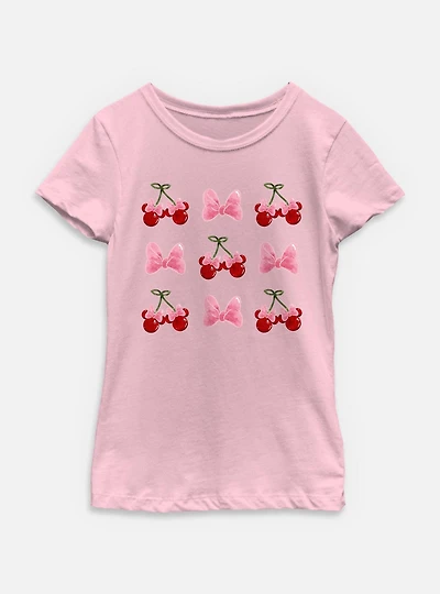 Disney Minnie Mouse Cherries And Bows Youth Girls T-Shirt