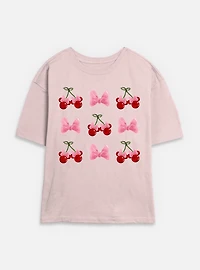 Disney Minnie Mouse Cherries And Bows Womens Skimmer T-Shirt