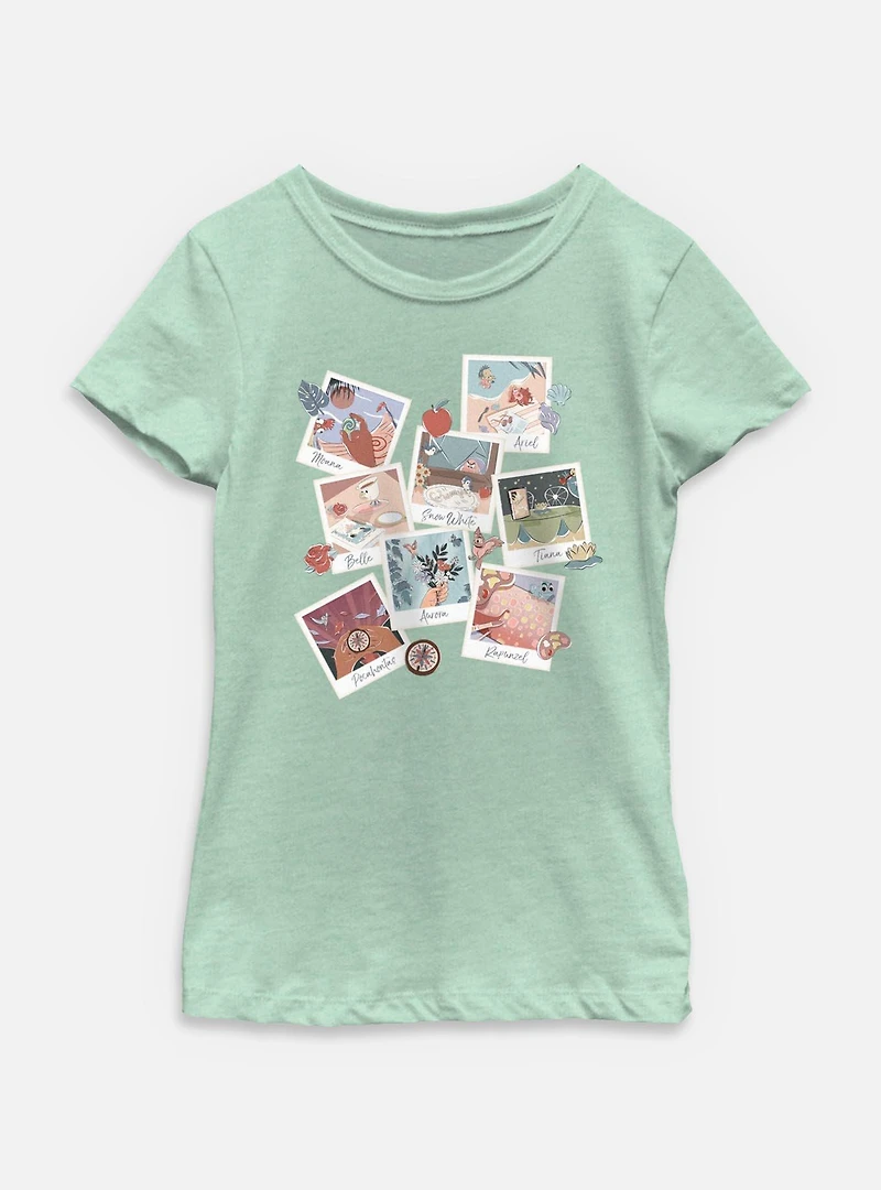 Disney Princesses Polaroid Photo Scenes Youth Girls T-Shirt