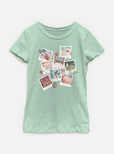 Disney Princesses Polaroid Photo Scenes Youth Girls T-Shirt