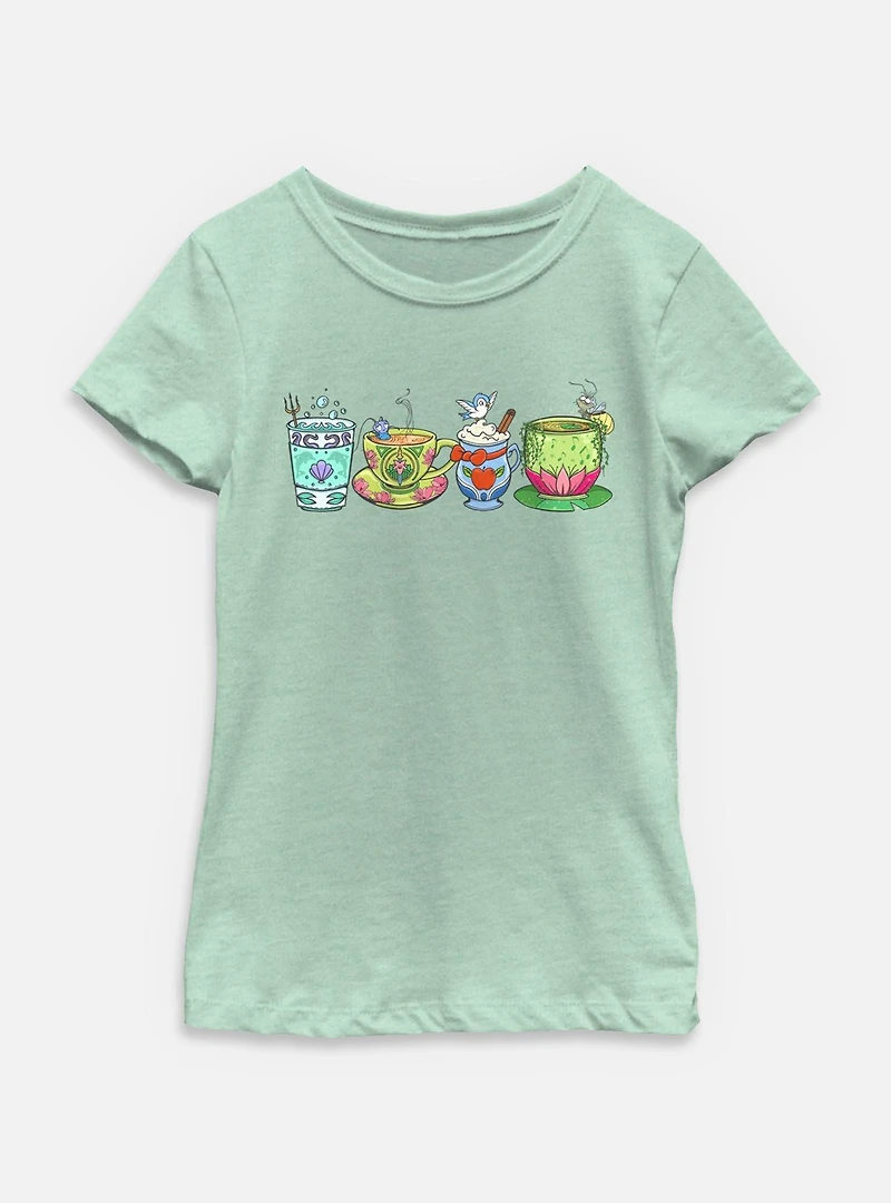 Disney Princesses Mug Line Youth Girls T-Shirt