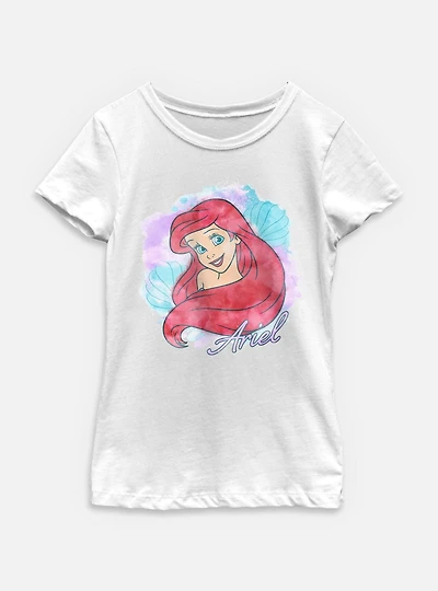 Disney Princesses Watercolor Ariel Youth Girls T-Shirt
