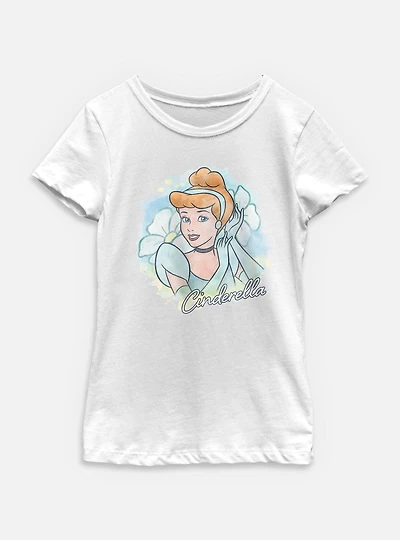 Disney Princesses Cinderella Watercolor Youth Girls T-Shirt