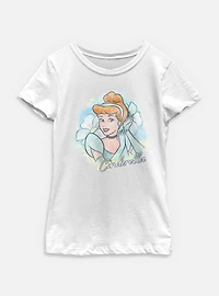 Disney Princesses Cinderella Watercolor Youth Girls T-Shirt