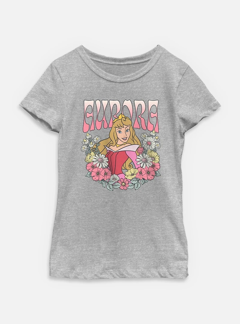 Disney Princesses Aurora Floral Wreath Youth Girls T-Shirt