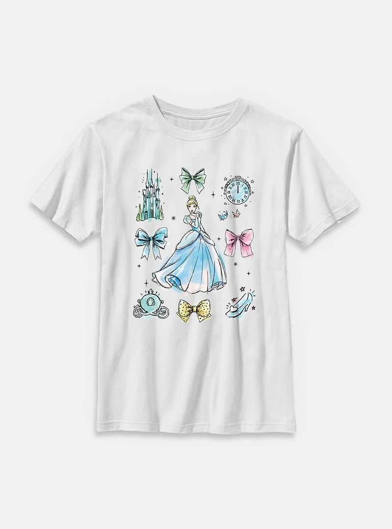 Disney Princesses Cinderella Bow Icons Youth T-Shirt