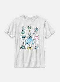 Disney Princesses Cinderella Bow Icons Youth T-Shirt