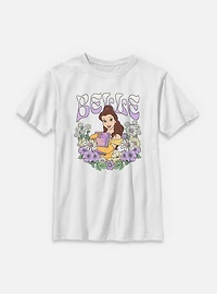 Disney Princesses Belle Floral Wreath Youth T-Shirt