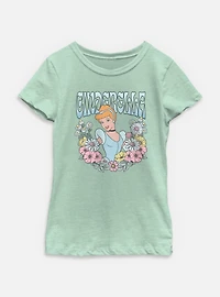Disney Princesses Cinderella Floral Wreath Youth Girls T-Shirt