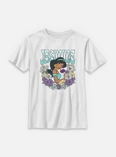 Disney Princesses Jasmine Floral Wreath Youth T-Shirt