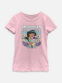 Disney Princesses Jasmine Floral Wreath Youth Girls T-Shirt