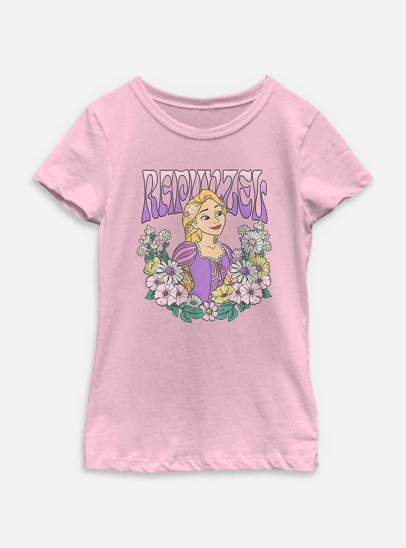 Disney Princesses Rapunzel Floral Wreath Youth Girls T-Shirt