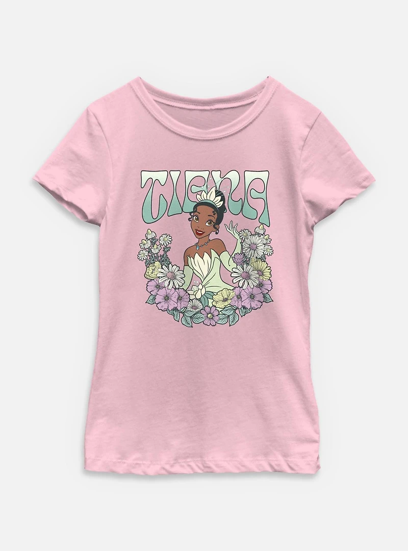 Disney Princesses Tiana Floral Wreath Youth Girls T-Shirt