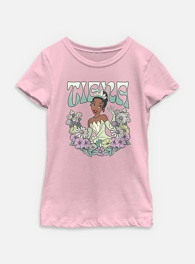 Disney Princesses Tiana Floral Wreath Youth Girls T-Shirt