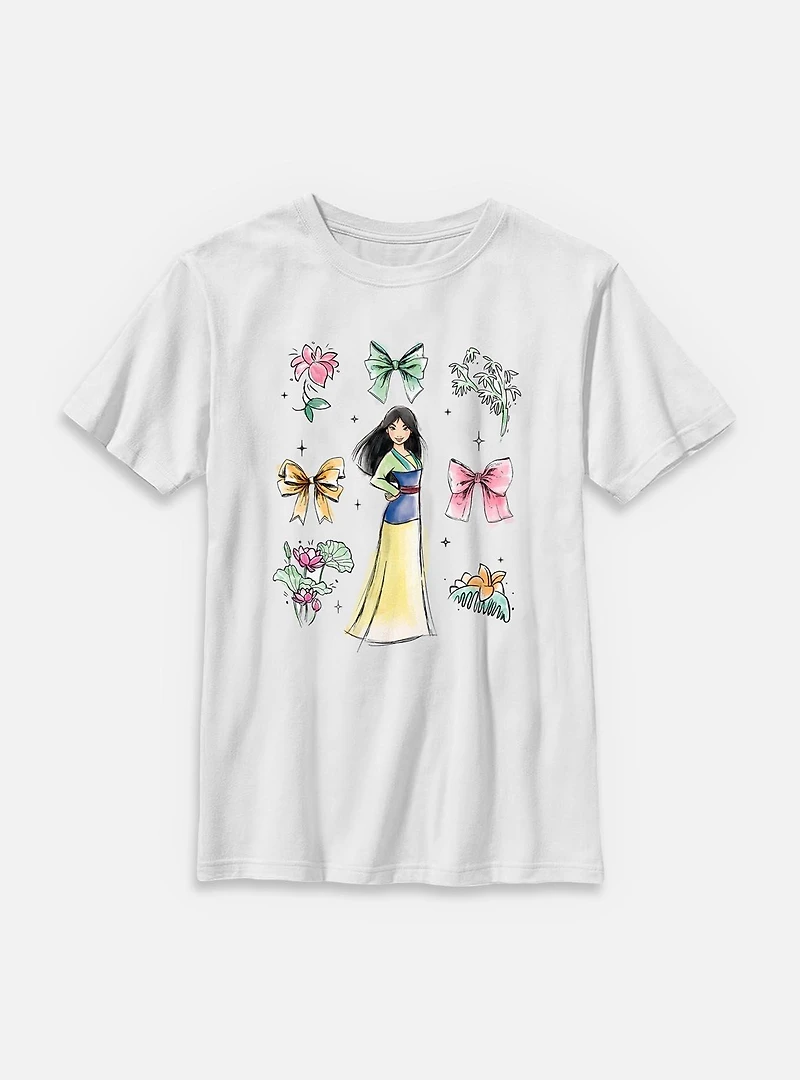 Disney Princesses Mulan Bow Icons Youth T-Shirt