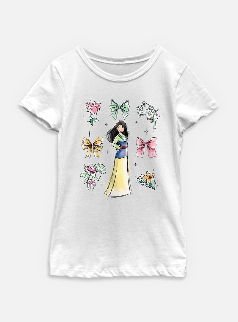 Disney Princesses Mulan Bow Icons Youth Girls T-Shirt
