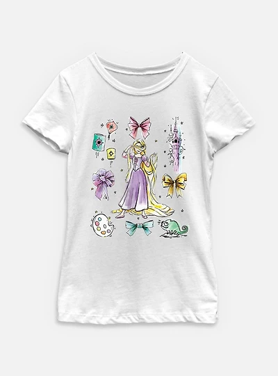 Disney Princesses Rapunzel Bow Icons Youth Girls T-Shirt