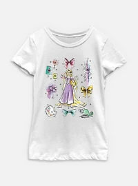 Disney Princesses Rapunzel Bow Icons Youth Girls T-Shirt