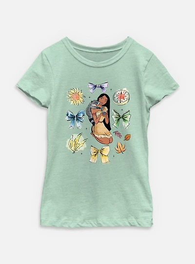 Disney Princesses Pocahontas Bow Icons Youth Girls T-Shirt