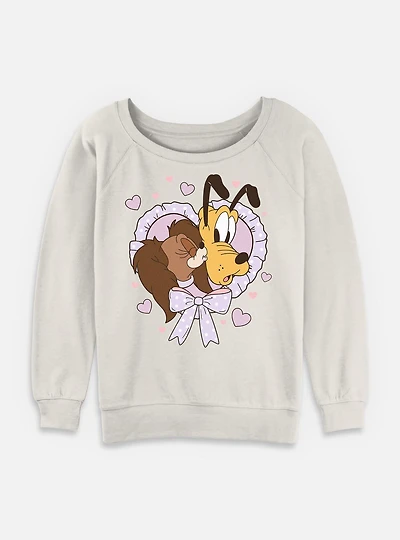 Disney Mickey Mouse Puppy Love Womens Slouchy Sweatshirt