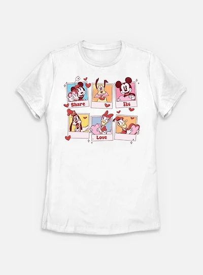 Disney Mickey Mouse Share The Love Polaroids Womens T-Shirt