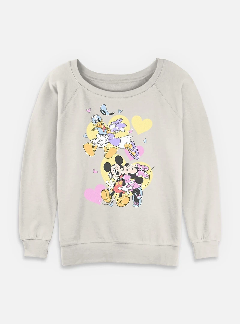 Disney Mickey Mouse Couple Of Loves Womens Slouchy Sweatshirt