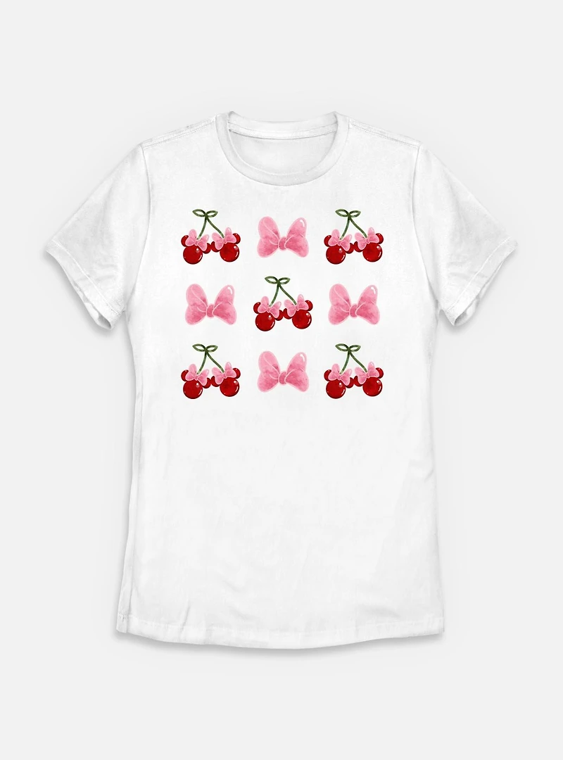 Disney Minnie Mouse Cherries And Bows Womens T-Shirt
