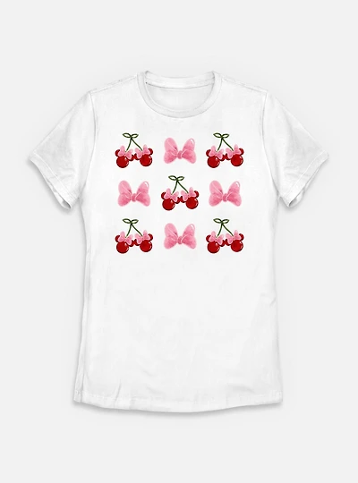 Disney Minnie Mouse Cherries And Bows Womens T-Shirt