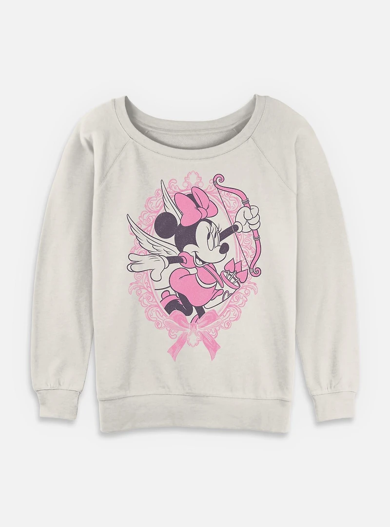 Disney Minnie Mouse Fancy Cupid Womens Slouchy Sweatshirt