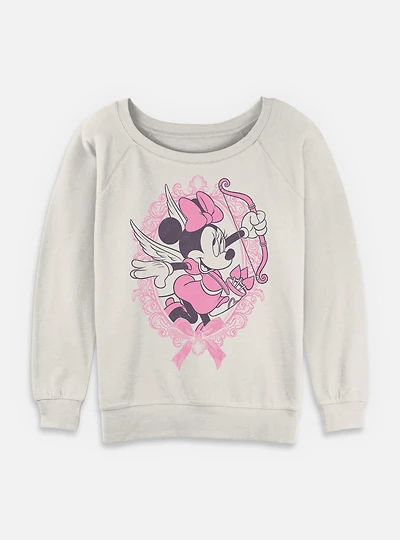 Disney Minnie Mouse Fancy Cupid Womens Slouchy Sweatshirt