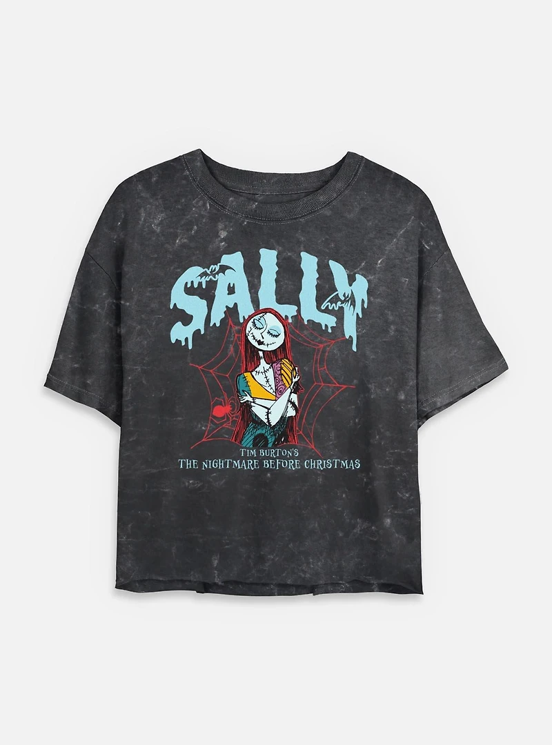 Disney The Nightmare Before Christmas Collegiate Sally Womens Mineral Wash Crop T-Shirt