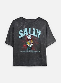 Disney The Nightmare Before Christmas Collegiate Sally Womens Mineral Wash Crop T-Shirt