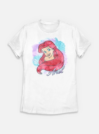 Disney Princesses Watercolor Ariel Womens T-Shirt
