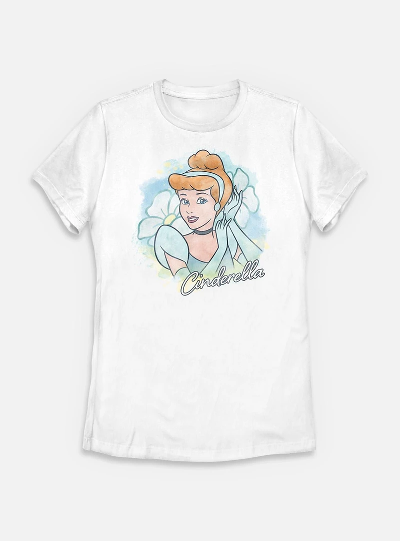 Disney Princesses Cinderella Watercolor Womens T-Shirt