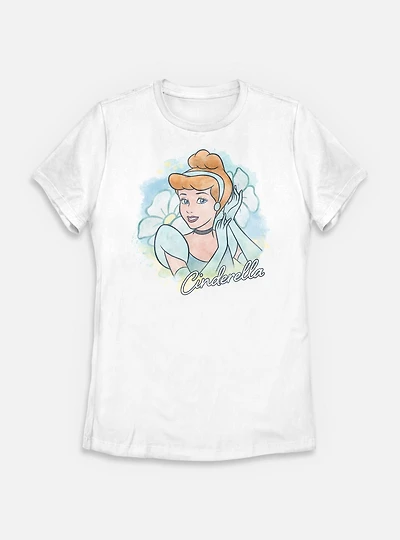 Disney Princesses Cinderella Watercolor Womens T-Shirt