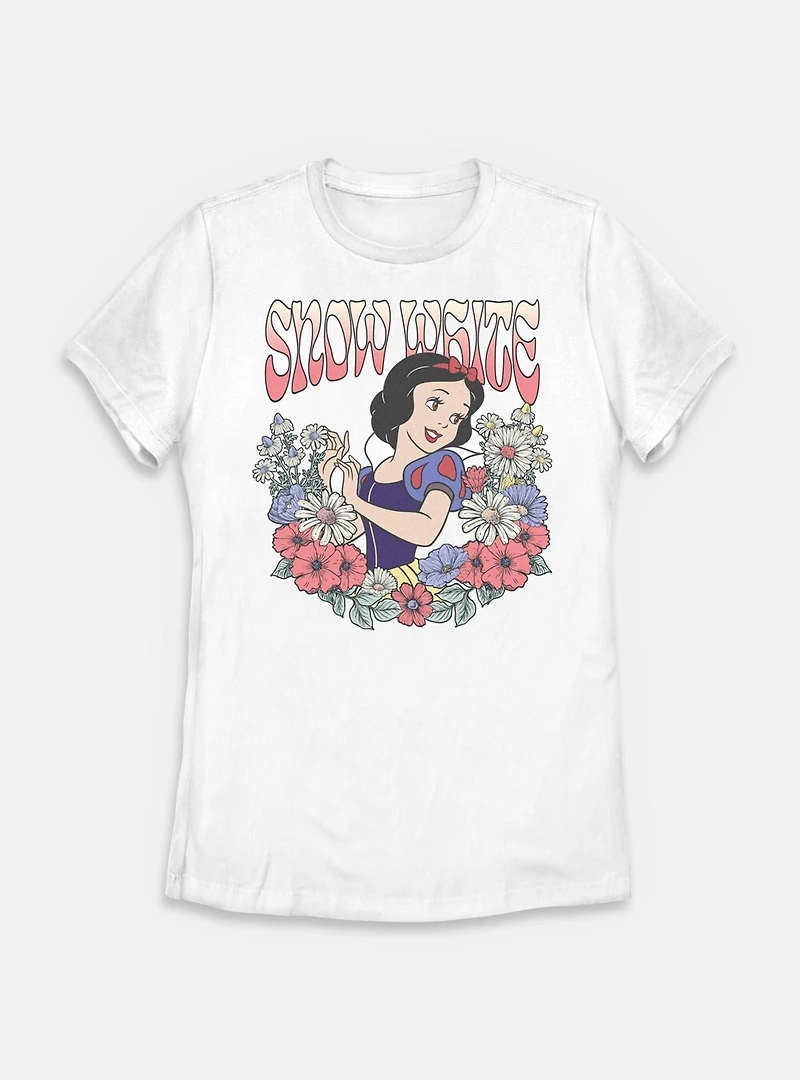 Disney Princesses Snow White Floral Wreath Womens T-Shirt