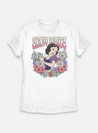 Disney Princesses Snow White Floral Wreath Womens T-Shirt
