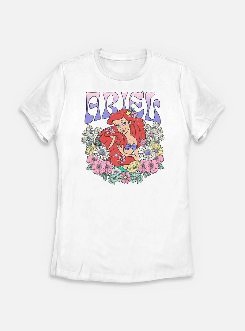 Disney Princesses Ariel Floral Wreath Womens T-Shirt