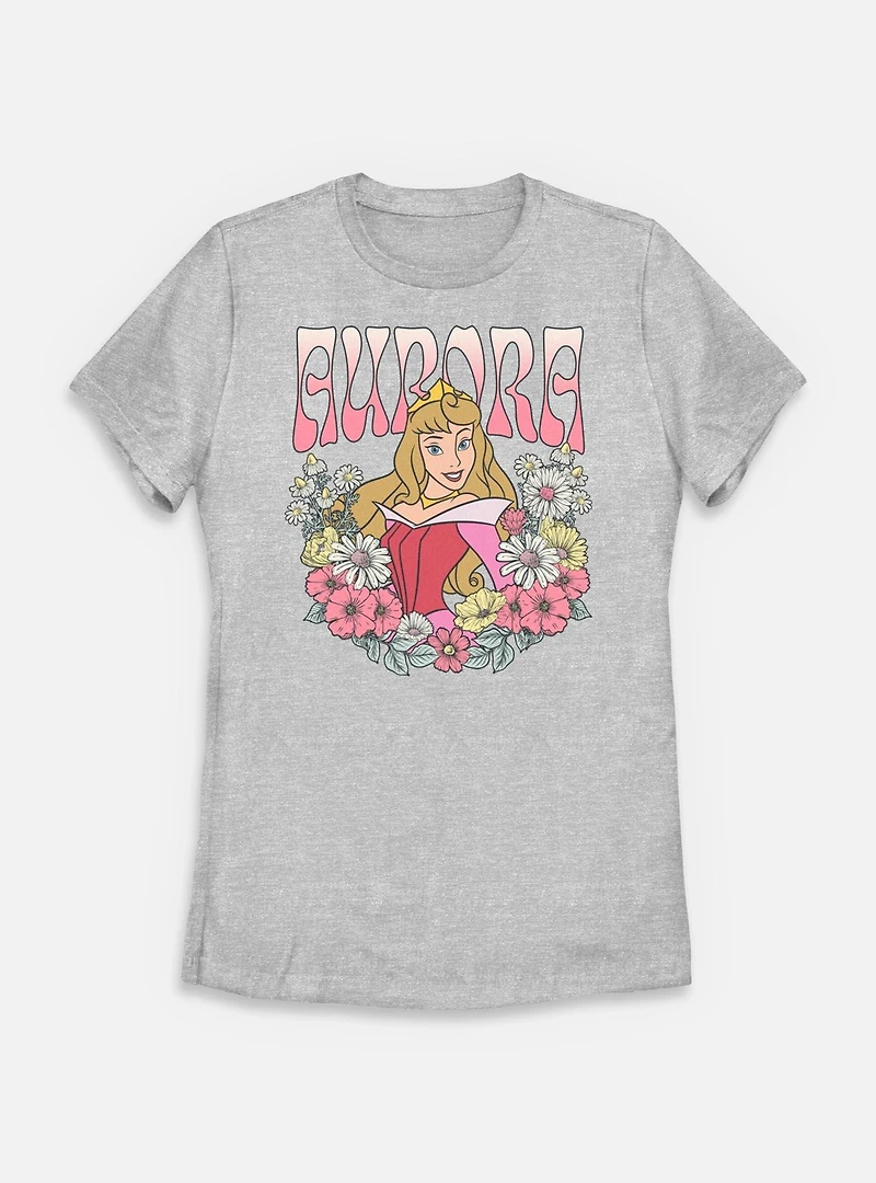 Disney Princesses Aurora Floral Wreath Womens T-Shirt