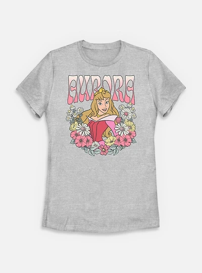 Disney Princesses Aurora Floral Wreath Womens T-Shirt