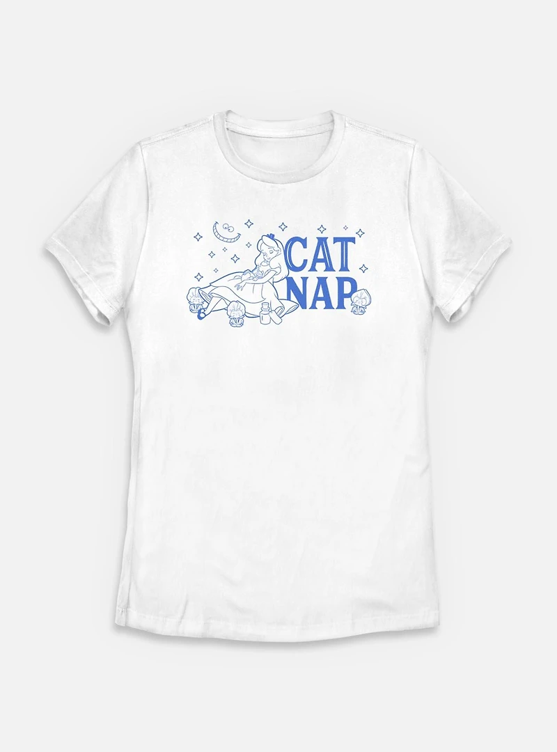 Disney Alice Wonderland Cat Nap Womens T-Shirt