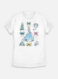 Disney Princesses Cinderella Bow Icons Womens T-Shirt