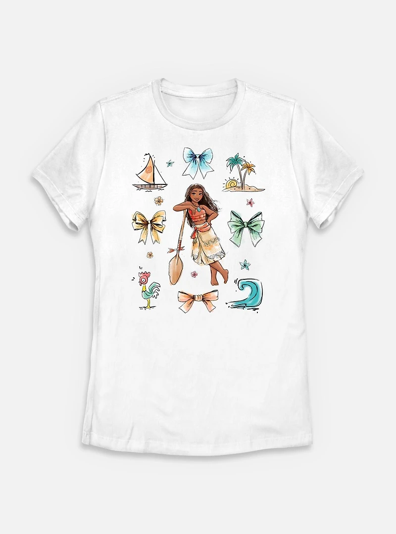 Disney Princesses Moana Sea & Bows Womens T-Shirt